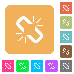 Unlink rounded square flat icons
