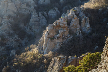 Obraz premium mountain lit by the evening sun closeup