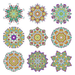 Mandala set. Abstract decorative background. Islam, Arabic, oriental, indian, ottoman, yoga motifs