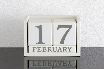 White block calendar present date 17 and month February