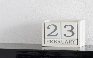 White block calendar present date 23 and month February
