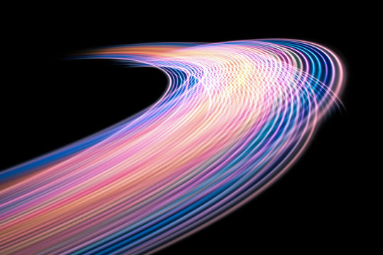 Abstract background of long explosure tale light on black ,Technology backgroud