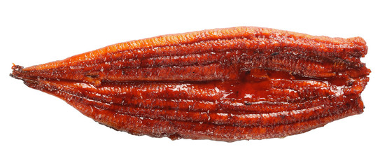 grilled fillet of eel isolated on white - obrazy, fototapety, plakaty