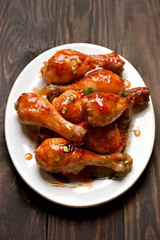 Chicken drumstick on plate