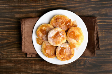 Fritters, curd cheese pancakes