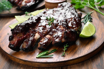 Grilled barbecue pork ribs
