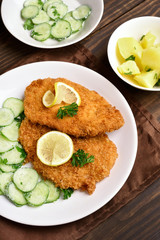 Schnitzel with cucumber salad