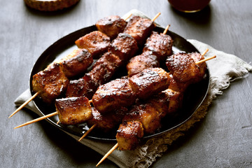 Pork kebabs, bbq meat
