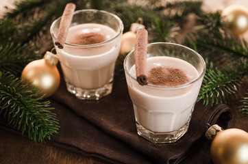 Traditional Eggnog Cocktail for Christmas Eve.