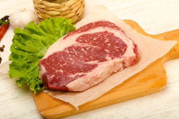 Rib eye raw steak
