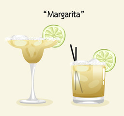 Set of Alcohol Drinks and Cocktails : Vector Illustration