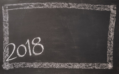 2018 im Rahmen auf Kreidetafel