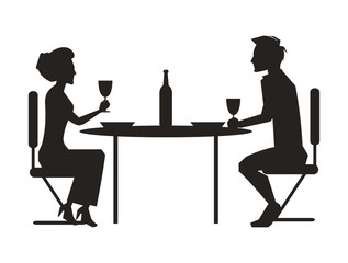 Couple Dining Together on Vector Illustration