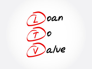 LTV - Loan to Value acronym, business concept background