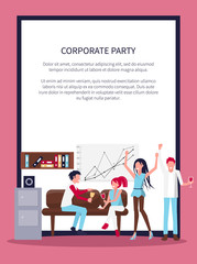 Smiling People in Office Wine Vector Illustration