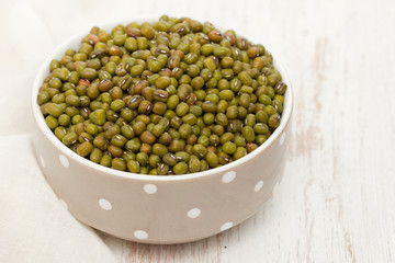 uncooked green soya in bowl
