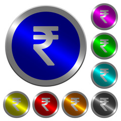 Indian Rupee sign luminous coin-like round color buttons