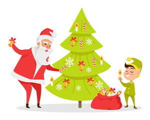 Christmas Tree Decor Web Banner. Vector Illustration
