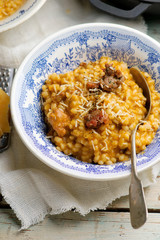 CREAMY PUMPKIN BARLEY WITH SAUSAGE