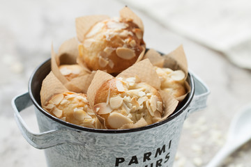 Healthy muffins with apple, almond and cinnamonm in the paper. Glutten free and diet