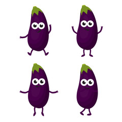 set with cartoon eggplants