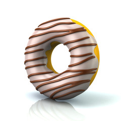 Donut with glaze 3d illustration on white background