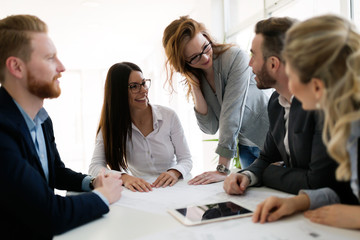 Group of architects working together on project