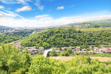 Beautiful view of Tsarevets in the mountains, in Veliko Tirnovo, Bulgaria