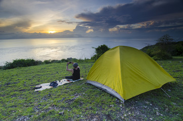 greet the sunrise at tanjung ringgit, lombok island, indonesia