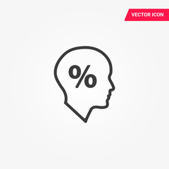 Human head with brain line icon.