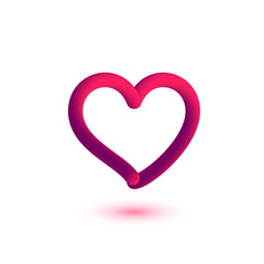 3d heart, fluid effect, liquid shape on white. Element for Valentines day. Vector illustration.