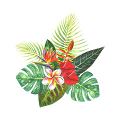 Naklejka premium Exotic tropical flowers bouquet