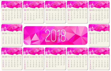 Year 2018 monthly calendar