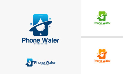 Modern Mobile Water logo Template, Phone Water logo designs vector