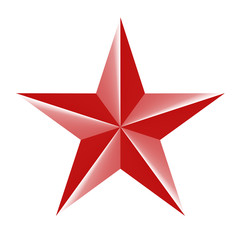 Red star 3d icon isolated on white. Vector illustration for USSR design.