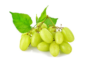 Fresh green grapes isolated on white background
