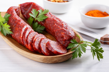 Traditional Hungarian paprika sausage