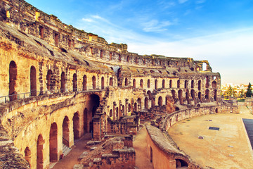 The ruins of the amphitheater in El Jeme, Tunisia.