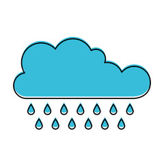 cloud with rain in watercolor silhouette