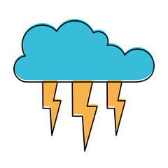 cloud with lightnings in watercolor silhouette