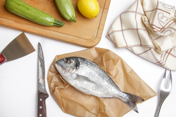 Cooking ingredients - Gilt-head bream fish and vegetables
