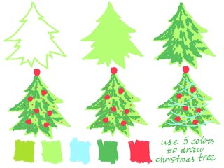 Drawing step by step Christmas tree