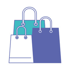trapezoid shopping bag set with handle in blue and purple color sections silhouette
