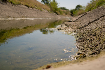 irrigation canal. Old irrigation canal made of concrete slabs