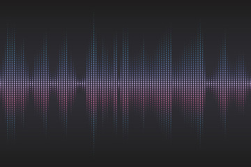 Digital sound equalizer with colored rainbow dots. Vector illustration.