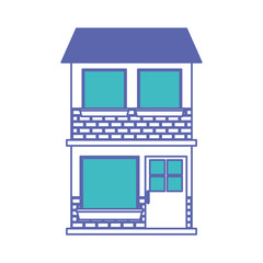 house facade of two floor in blue and purple color sections silhouette