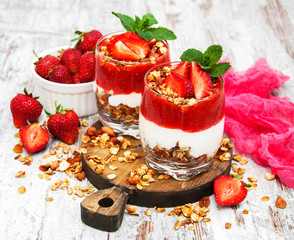Yogurt and granola for breakfast