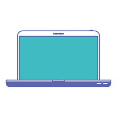 laptop computer front view in blue and purple color sections silhouette