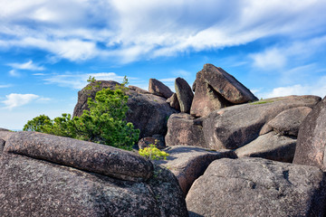 Boulders on top of cliff
