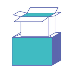 cardboard box stacked in blue and purple color sections silhouette